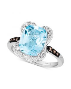 Blue Topaz (4-1/4 ct. t.w.) & Diamond (1/5 ct. t.w.) Ring in 14k White Gold