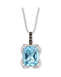 Blue Topaz (4-1/4 ct. t.w.) & Diamond (1/6 ct. t.w.) 18" Pendant Necklace in 14k White Gold