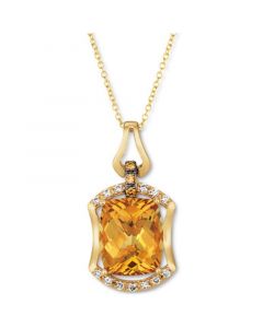 Cinnamon Citrine (4-5/8 ct. t.w.) & Diamond (1/6 ct. t.w.) 18" Pendant Necklace in 14k Gold