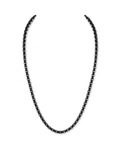 Men's Two-Tone Box Link 22" Chain Necklace in Stainless Steel & Black Ion-Plate