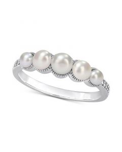 Cultured Freshwater Pearl (3-4-1/2mm) & Diamond Accent Ring in 14k White Gold