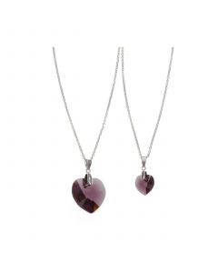 Women's Cubic Zirconia Stone Heart Pendant Necklace Set, 2 Piece