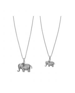 Women's Elephant Shape Pendant Necklace Set, 2 Piece