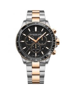 Men's Swiss Chronograph Tango Two Tone Stainless Steel Bracelet Watch 43mm