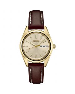 Women's Essentials Brown Leather Strap Watch 30mm