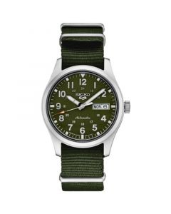 Men's Automatic 5 Sports Green Nylon Strap Watch 43mm