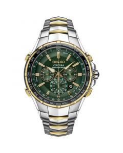 Men's Chronograph Solar Coutura Radio Sync Two-Tone Stainless Steel Bracelet Watch 45mm