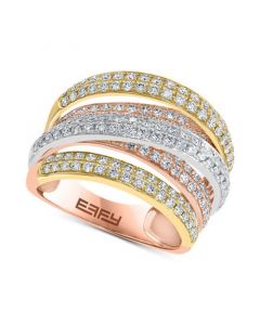 EFFY® Diamond Multirow Crossover Statement Ring (1-3/8 ct. t.w.) in 14k Gold, White Gold & Rose Gold