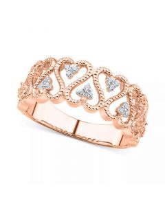 Diamond Openwork Heart Ring (1/10 ct. t.w.) in Sterling Silver or 18k Rose Gold-Plated Sterling Silver