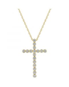 Diamond Cross 18" Pendant Necklace (1/4 ct. t.w.) in 10k Gold, 16" + 2" extender