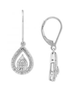 Diamond Teardrop Leverback Drop Earrings (1/10 ct. t.w.) in Sterling Silver