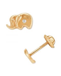 Children's Cubic Zirconia Elephant Stud Earrings in 14k Gold