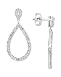 Diamond Teardrop Drop Earrings (1/2 ct. t.w.) in Sterling Silver