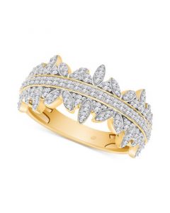 Diamond Horizontal Cluster Statement Ring (1/2 ct. t.w.) in 14k Gold-Plated Sterling Silver