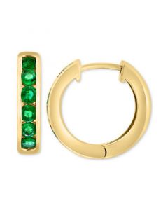 EFFY® Emerald Small Hoop Earrings (1-3/8 ct. t.w.) in 14k Gold, 0.7"