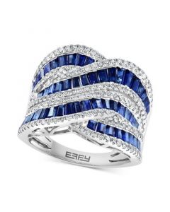 EFFY® Sapphire (3-1/3 ct. t.w.) & Diamond (5/8 ct. t.w.) Swirl Statement Ring in 14k White Gold