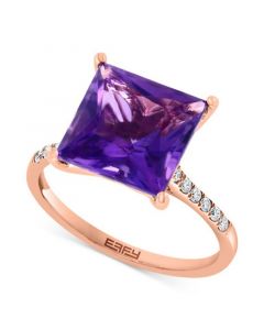 EFFY® Amethyst (4-3/8 ct. t.w.) & Diamond (1/8 ct. t.w.) Statement Ring in 14k Rose Gold