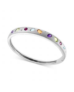 EFFY® Multi-Gemstone Bangle Bracelet (3-5/8 ct. t.w.) & Diamond (1/10 ct. t.w.) Bangle Bracelet in Sterling Silver