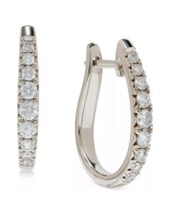 Diamond Oval Graduated Hoop Earrings (3/4 ct. t.w.) in 14k White or Yellow Gold