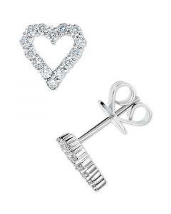 Diamond Heart Stud Earrings (1/2 ct. t.w.) in 14k White Gold