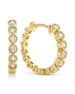 Diamond Milgrain Bezel Hoop Earrings (1/4 ct. t.w.) in 14k Gold