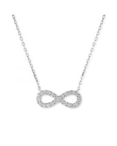 Diamond Infinity Pendant Necklace (1/2 ct. tw) in 14K White Gold, 16" + 2" extender