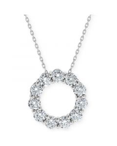 Diamond Circle Pendant Necklace (1 ct. t.w.) in 14k White Gold, 16" + 2" extender