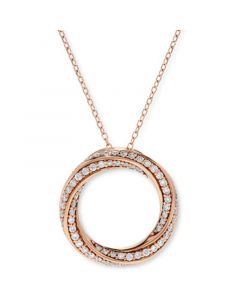 Diamond Circle Pendant Necklace (3/8 ct. t.w.) in 14k  White, Yellow or Rose Gold, 16" + 2" extender