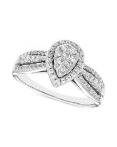 Diamond Teardrop Cluster Ring (1/2 ct. t.w.) in 14k White Gold