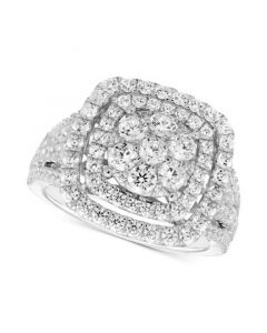 Diamond Square Halo Cluster Ring (2 ct. t.w.) in 14k White Gold