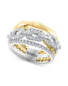 EFFY® Diamond Ring Triple Row Chain Link Statement Ring (3/4 ct. t.w.) in 14k Gold & White Gold