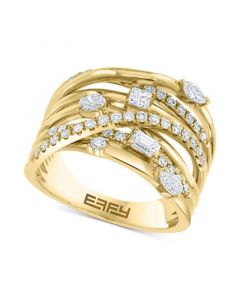 EFFY® Diamond Multi-Shape Multirow Crossover Ring (1 ct. t.w.) in 14k Gold