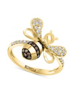 EFFY® Espresso & White Diamond Bee Ring (1/3 ct. t.w.) in 14k Gold