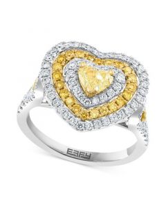 EFFY® White & Yellow Diamond Heart Ring (1-1/3 ct. t.w.) in 14k White & Yellow Gold