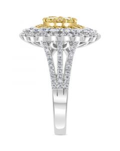 EFFY® Yellow & White Diamond Flower Ring (1-3/4 ct. t.w.) in 14k White & Yellow Gold