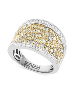 EFFY® White Diamond (3/8 ct. t.w.) & Multicolor Diamond (1-1/2 ct. t.w.) Statement Ring in 14k Two-Tone Gold