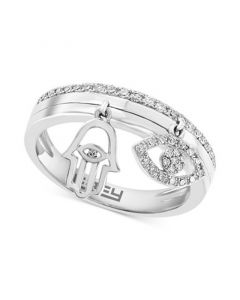 EFFY® Diamond Evil Eye & Hamsa Hand Charm Ring (1/4 ct. t.w.) in 14k White Gold