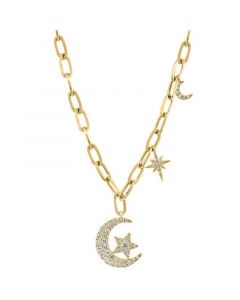 EFFY® Diamond Star and Moon Charm 18" Pendant Necklace (1/3 ct. t.w.) in 14k Gold