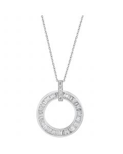 EFFY® Diamond Baguette Circle 18" Pendant Necklace (1-1/10 ct. t.w.) in 14k White Gold