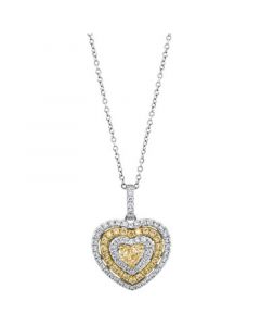 EFFY® Yellow & White Diamond Multirow Heart 18" Pendant Necklace (1-1/20 ct. t.w.) in 14k White & Yellow Gold