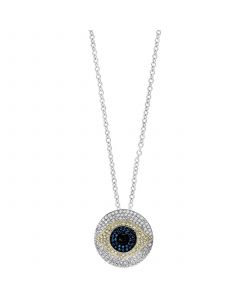 EFFY® Multicolor Diamond Evil Eye 18" Pendant Necklace (7/8 ct. t.w.) in 14k White & Yellow Gold