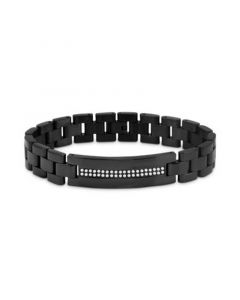 Men's Diamond Double Row Link Bracelet (1/2 ct. t.w.) in Black Ion-Plated Stainless Steel