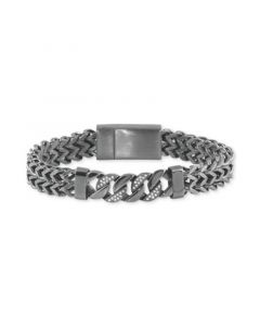 Men's Diamond Link Bracelet (1/5 ct. t.w.) in Gunmetal Ion-Plated Stainless Steel