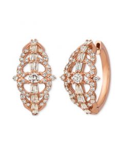 Nude Diamond Openwork Round & Baguette Hoop Earrings (1-3/8 ct. t.w.) in 14k Rose Gold