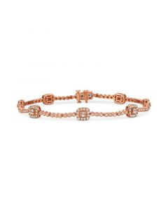 Nude Diamond Round & Baguette Halo Tennis Bracelet (1-5/8 ct. t.w.) in 14k Rose Gold