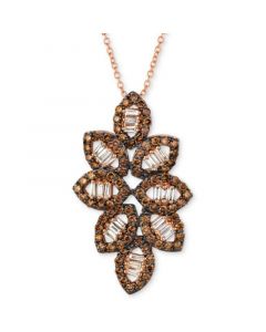 Chocolate Diamond (3/4 ct. t.w.) & Nude Diamond (1/4 ct. t.w.) Leaf Motif 18" Pendant Necklace in 14k Rose Gold