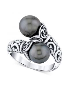 Cultured Tahitian Pearl Bypass Ring (8mm) in Sterling Silver