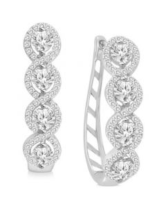 Diamond Swirl Leverback Hoop Earrings (1-1/2 ct. t.w.) in 14k White Gold