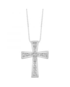 Diamond Channel-Set Cross 18" Pendant Necklace (1/2 ct. t.w.) in 10k White Gold