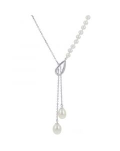 Cultured Freshwater Pearl (4-4-1/2mm & 7-7-1/2mm) 18" Lariat Necklace in Sterling Silver